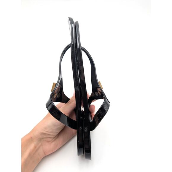 Kurt Geiger Maddison T-Bar Thong Sandals Women's Black/Gold Size US7M EU37 - Picture 5 of 15